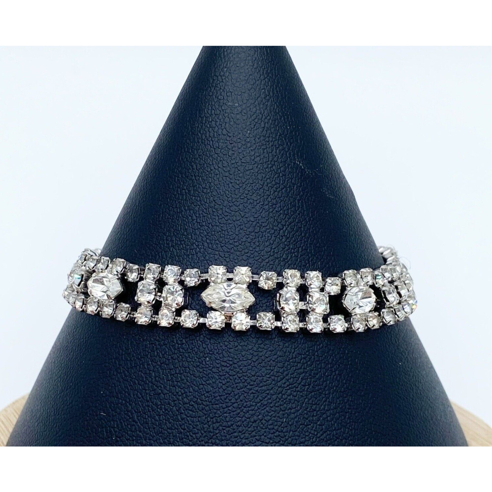 Vintage Eisenberg Ice Clear Rhinestone Triple Row Tennis Bracelet Dazzling 7"